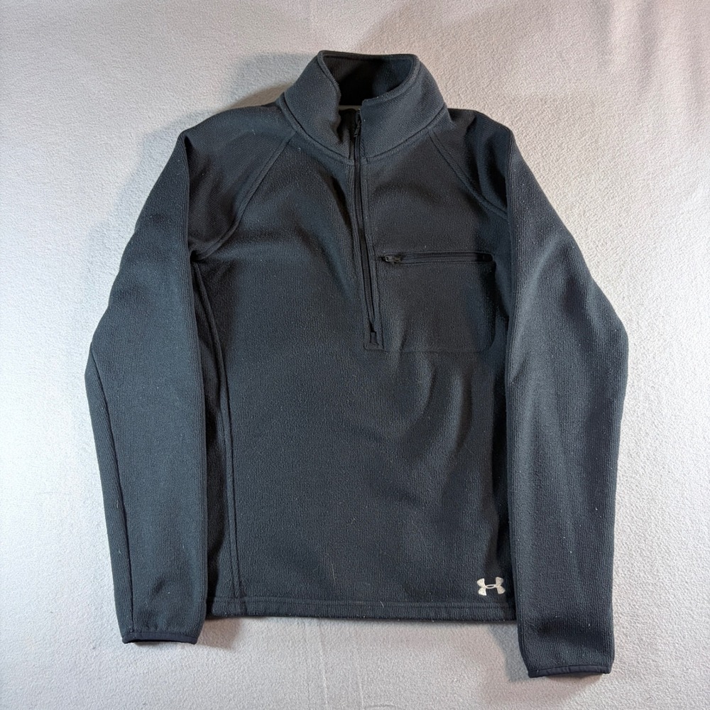 Under Armour Womens Black Fleece Quarter Zip‎ Pullover Jacket Size Medium